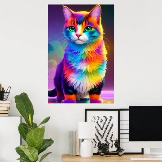 Rainbow Kitty Cat Poster (Heimbüro)