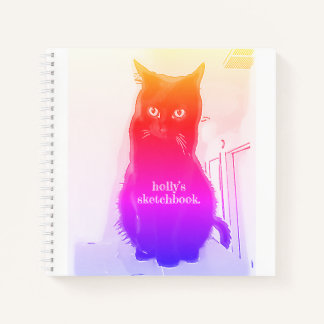 Rainbow Kitty - individualisierbare Spiralskizze Notizbuch