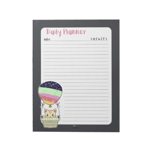 Rainbow Kitty Lined Daily Planner Notizblock (Rotiert)