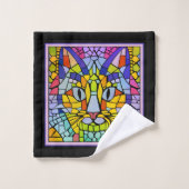 Rainbow Kitty Mosaik mit Monogram für Cat Lovers Badhandtuch Set (Waschlappen)