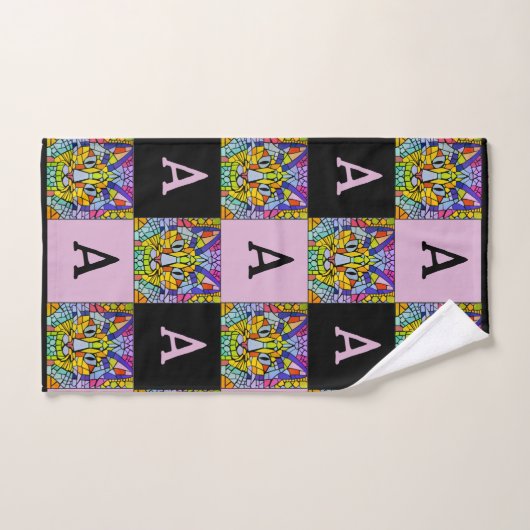 Rainbow Kitty Mosaik mit Monogram für Cat Lovers Badhandtuch Set (Handtuch)