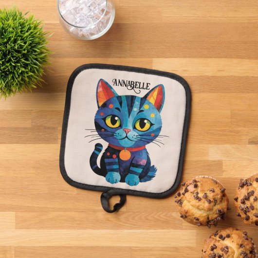 Rainbow Kitty Personalize Topflappen (Oben Unten)