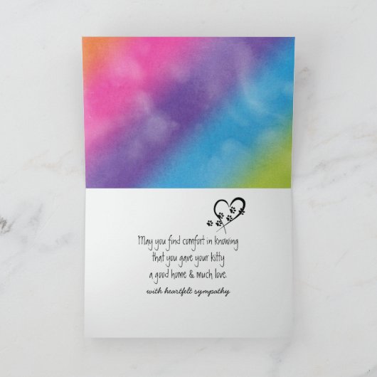 Rainbow Kitty Pet Loss Beileid Karte (Innenseite)