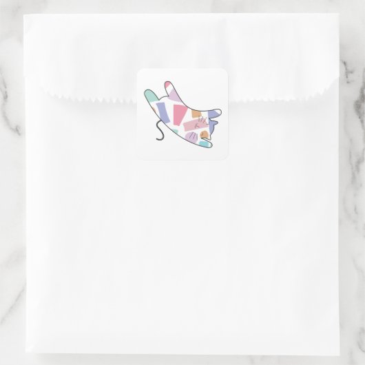 Rainbow Kitty Quadratischer Aufkleber (Tasche)