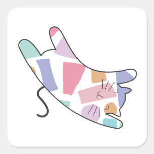 Rainbow Kitty Quadratischer Aufkleber