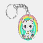 Rainbow-Kitty Schlüsselanhänger (Vorderseite links)