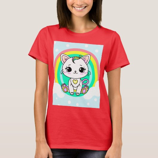 Rainbow-Kitty T-Shirt (Vorderseite)