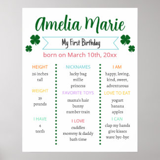 Rainbow & Kleeblatt Lucky One Geburtstags-Meilenst Poster