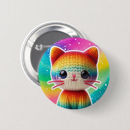 Rainbow-Knette Niedliches Cat Button-Button Button (Vorne & Hinten)