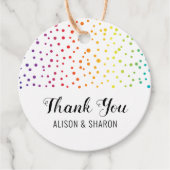 Rainbow Konfetti, Bäume Danke Lesben Hochzeit Geschenkanhänger (Vorderseite)