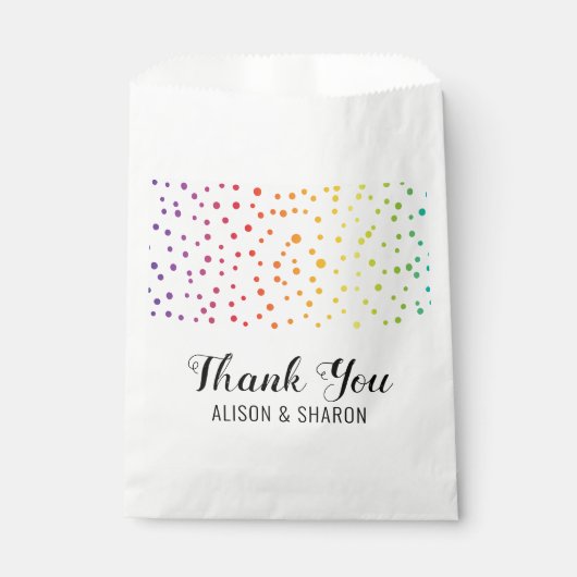 Rainbow Konfetti, Bäume Danke Lesben Hochzeit Geschenktütchen (Vorderseite)
