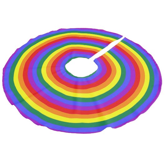 Rainbow-Konzentrierte Kreise Leinenimitat Weihnachtsbaumdecke (Schrägansicht)