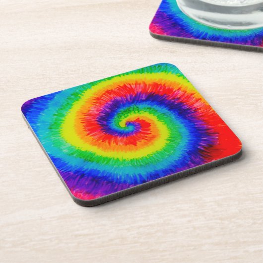 Rainbow Krawatte-Dye Alcohol Tinte Gemälde Getränkeuntersetzer (Linke Seite)