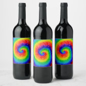 Rainbow Krawatte-Dye Alcohol Tinte Gemälde Weinetikett (Flaschen)