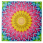 Rainbow-Krawatte-Dye Mandala mit dynamischer Symme Fliese (Vorderseite)