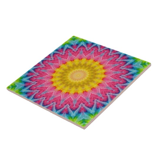Rainbow-Krawatte-Dye Mandala mit dynamischer Symme Fliese (Seite)