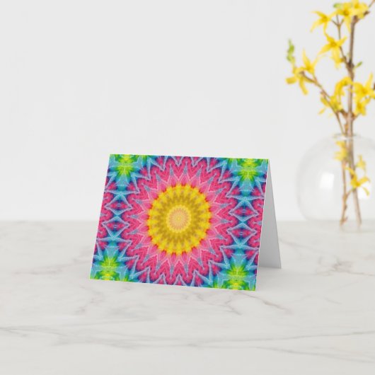 Rainbow-Krawatte-Dye Mandala mit dynamischer Symme Karte (Gelbe Blume)