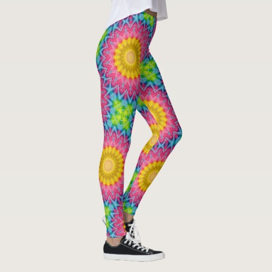 Rainbow-Krawatte-Dye Mandala mit dynamischer Symme Leggings (Rechts)