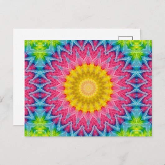 Rainbow-Krawatte-Dye Mandala mit dynamischer Symme Postkarte (Vorne/Hinten)