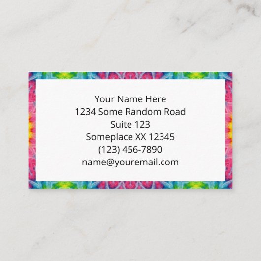Rainbow-Krawatte-Dye Mandala mit dynamischer Symme Visitenkarte (Rückseite)