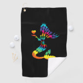 Rainbow Krawatte-Dye Mermaid Shirt in 60er 70er Re Golfhandtuch (Insitu)