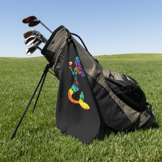 Rainbow Krawatte-Dye Mermaid Shirt in 60er 70er Re Golfhandtuch (Gras)