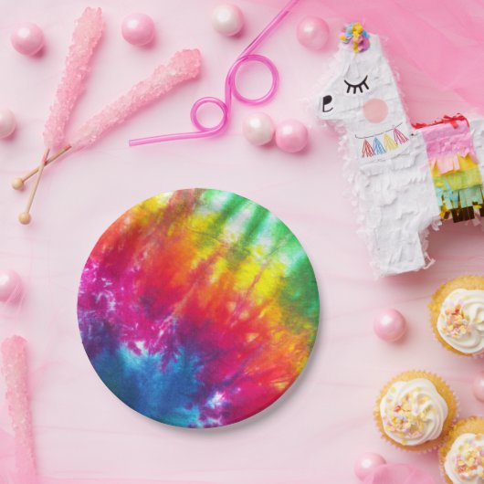 Rainbow-Krawatte-Dye Pappteller (Party)