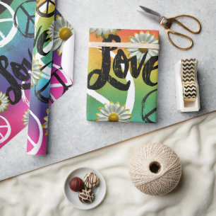 Rainbow Krawatte-Dye PEACE Symbol LIEBE Daisy Hipp Geschenkpapier