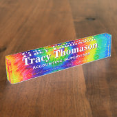 Rainbow Krawatte Dye Swirl Alcohol Ink Desk Nampla Namensplakette (Seite)