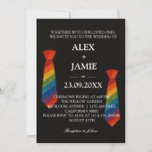Rainbow Krawatte Gay Couple Moderne Black Wedding Einladung (Vorderseite)
