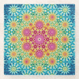 Rainbow-Krawatte Geometric Mandala 1 Muster Glasuntersetzer