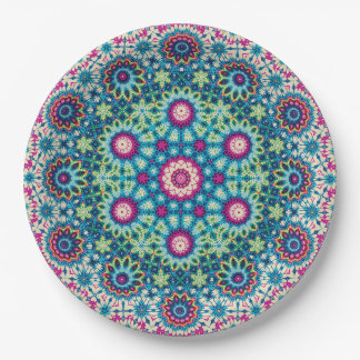 Rainbow-Krawatte Geometric Mandala 5 Muster Pappteller