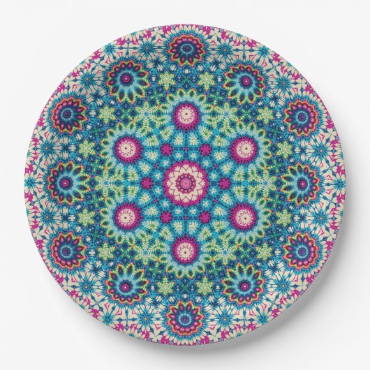 Rainbow-Krawatte Geometric Mandala 5 Muster Pappteller (Vorderseite)