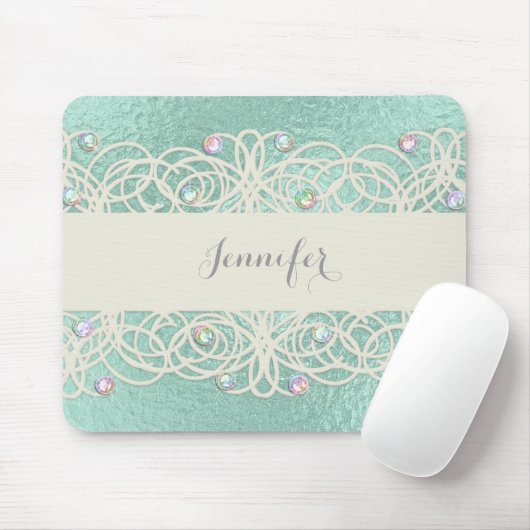 Rainbow-Kristalle auf Mint Green Mousepad (Mit Mouse)