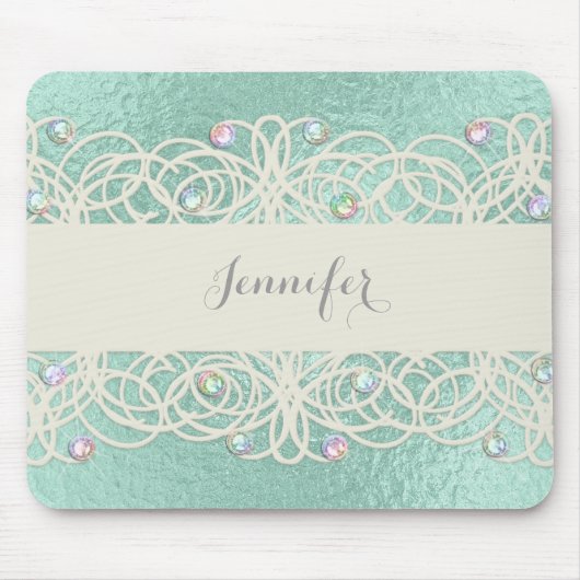 Rainbow-Kristalle auf Mint Green Mousepad (Vorne)