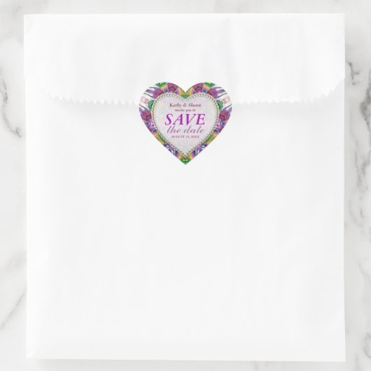 Rainbow-Kristalle Save the Date Heart Stickers (Tasche)