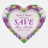 Rainbow-Kristalle Save the Date Heart Stickers (Vorderseite)