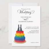 Rainbow-Kuchen und elegante Drehbuchschreiberhochz Einladung (Vorderseite)