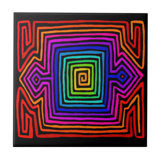 Rainbow Kuna Indian Mola Fliese (Vorderseite)