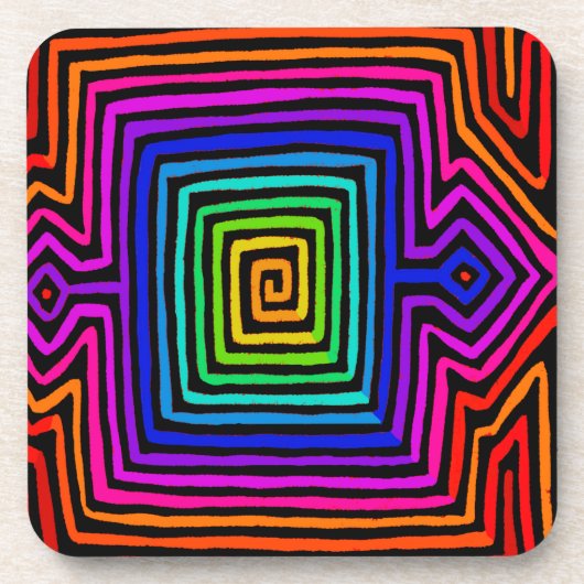 Rainbow Kuna Indian Mola Getränkeuntersetzer (Vorderseite)