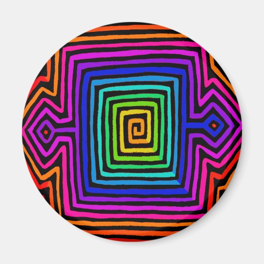 Rainbow Kuna Indian Mola Magnet (Vorne)