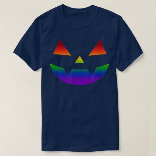 Rainbow Kürbislaterne Face Vampire LGBT Halloween T-Shirt (Design vorne)