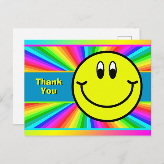 Rainbow Lächeln Gesicht Emoji Danke Postcard Postkarte (Vorne/Hinten)