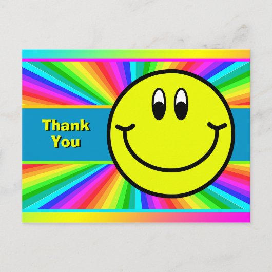 Rainbow Lächeln Gesicht Emoji Danke Postcard Postkarte (Vorderseite)