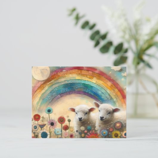 Rainbow Lambs Postkarte (Stehend Vorderseite)