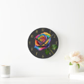 Rainbow Lange Steppe Rose- Runde Wanduhr (Zuhause)