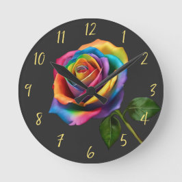 Rainbow Lange Steppe Rose- Runde Wanduhr