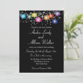 Rainbow Lanterns Lesbian Gay Wedding Einladung (Stehend Vorderseite)