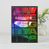 Rainbow Las Vegas Sin City Party Einladung (Stehend Vorderseite)