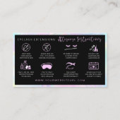 Rainbow Lash Extension Aftercare  Visitenkarte (Rückseite)